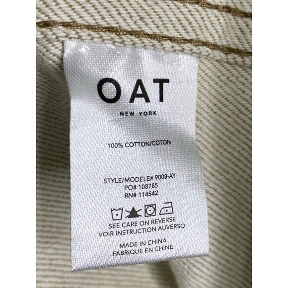 Oat New York Womens Denim Crop Backvent Jacket Khaki Buttons Pockets Collared L - Picture 6 of 9